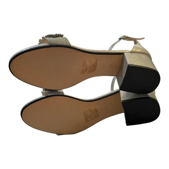 Benjamin Walk Touch Ups Devon Champagne‎ Rhinestone Sliver Heels Size 7.5 - Picture 7 of 16